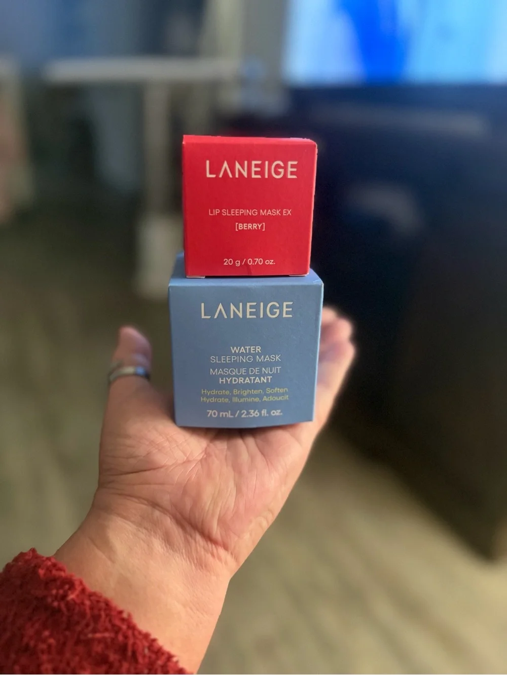 LANEIGE Water Sleeping Mask & Lip Sleeping Mask in Berry. Full Size